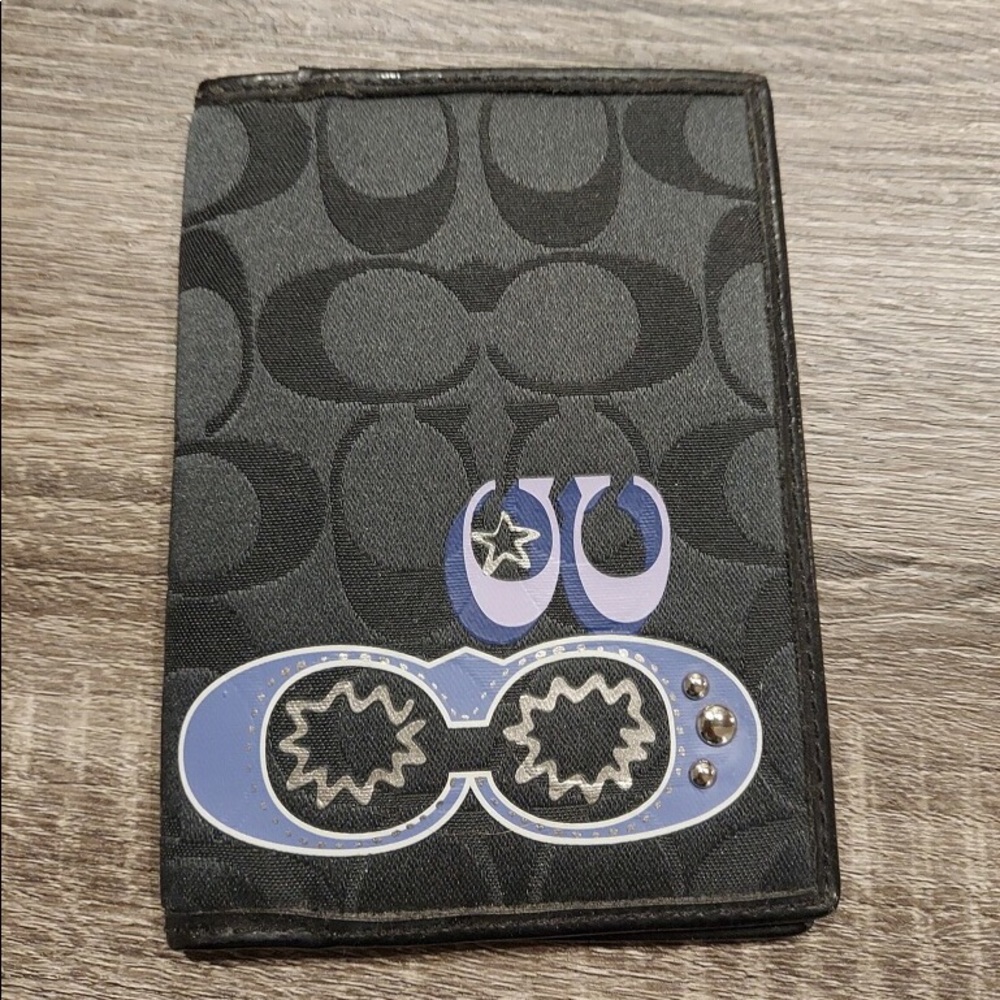 Coach Signature Navy Passport Holder